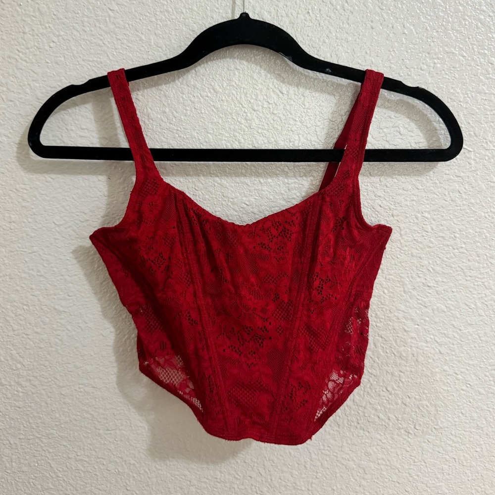 Red Lace Corset Top